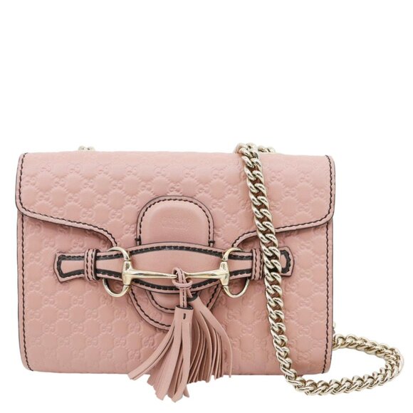 Gucci  Emily Mini GG Leather Chain Shoulder Bag Pink 449636 - Picture 1 of 12